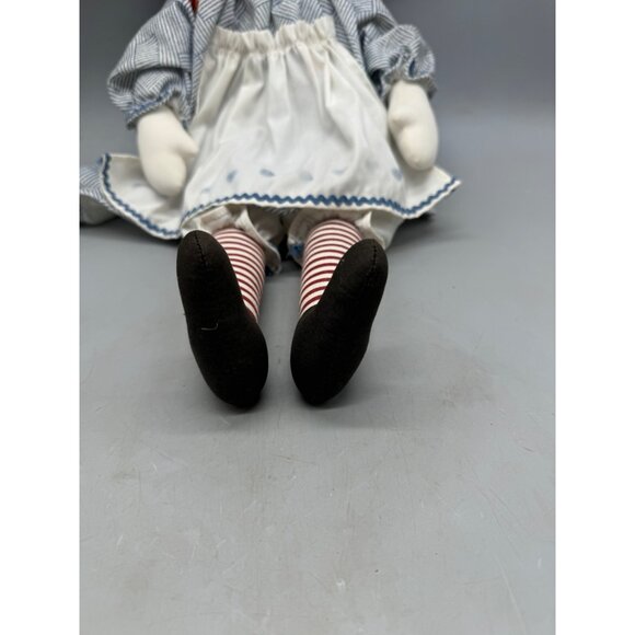 Vintage Handmade Raggedy Ann Cloth Doll Red Hair & Striped Stockings 21" READ - Picture 2 of 8